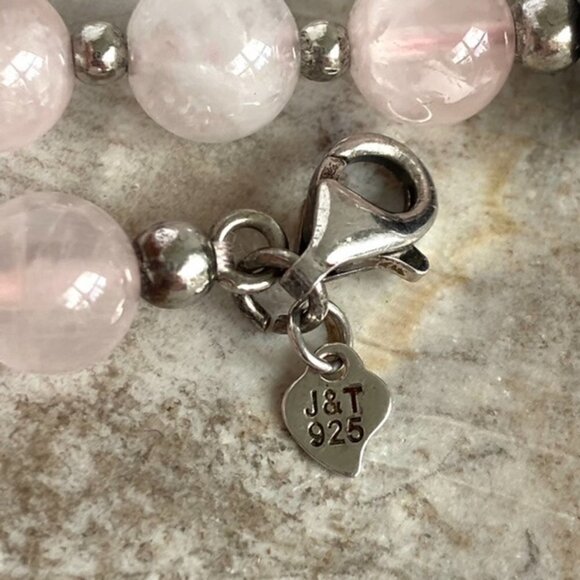 Sterling Silver 925 Rose Quartz Black Onyx Beaded Y Necklace 18.5" 81g Stone - Picture 7 of 16